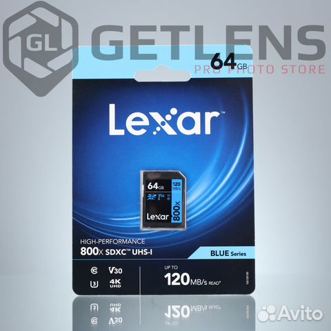 Карта памяти lexar 800x sdxc UHS-I blue 64GB