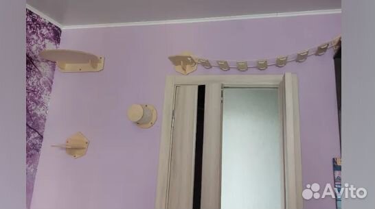 Комплект настенный-когтеточки, полки, гамак, домик