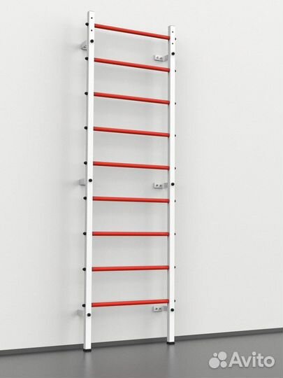 Шведская стенка Белая-красные перекладины