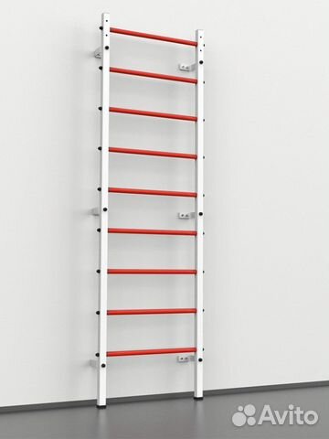 Шведская стенка Белая-красные перекладины