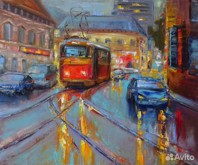Картина маслом авторская городской пейзаж