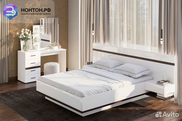 Спальный гарнитур Соло белый / венге / белый гляне