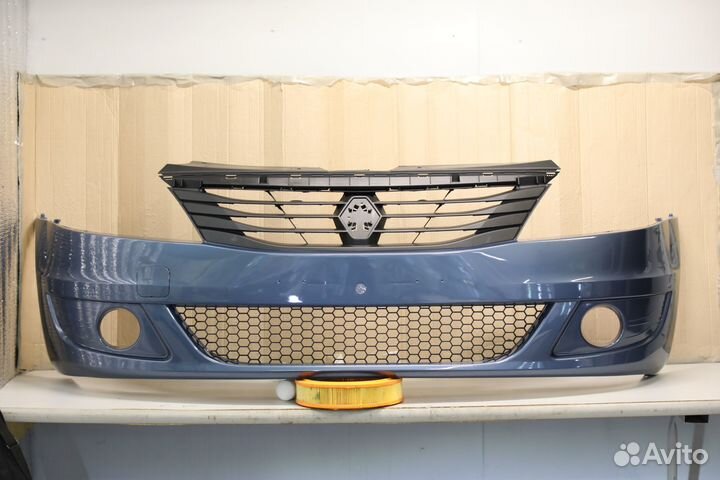 Бампер передний Рено Логан1 фаза2 2009-2014 синий