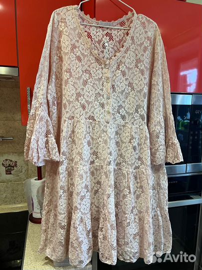 Платье туника гипюровое на отдых море р 48/52