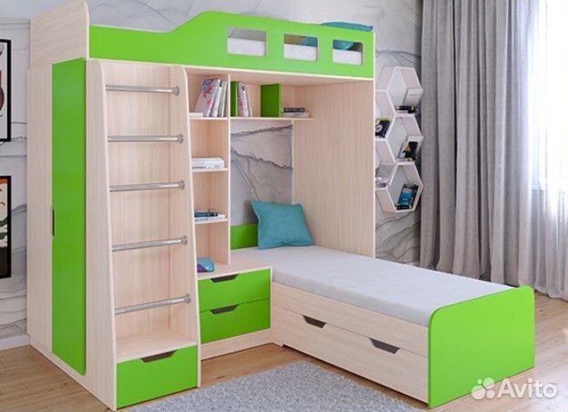 Двухъярусная кровать Дуб Молочный/Железный камень