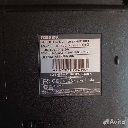 Ноутбук toshiba на запчасти