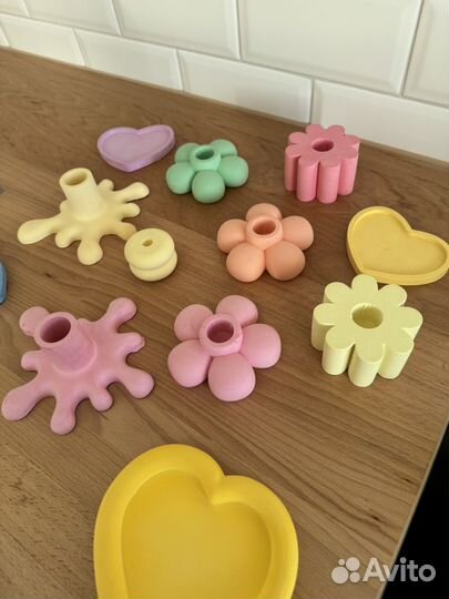 Изделия из гипса (тарелочка, подсвечник)