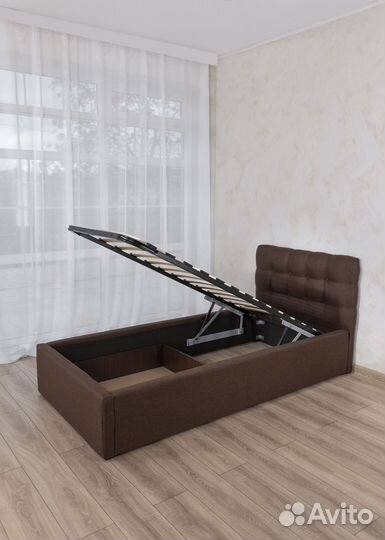 Кровать 90х200 с подъемным механизмом коричневая