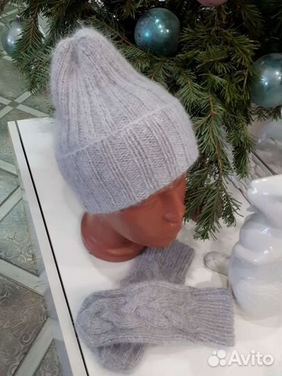 Комплект шапка и варежки из пуха норки