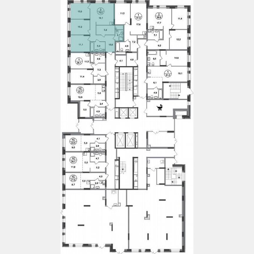 3-к. квартира, 75 м², 1/20 эт.