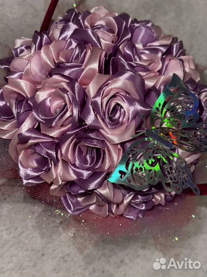 Букет роз из атласных лент