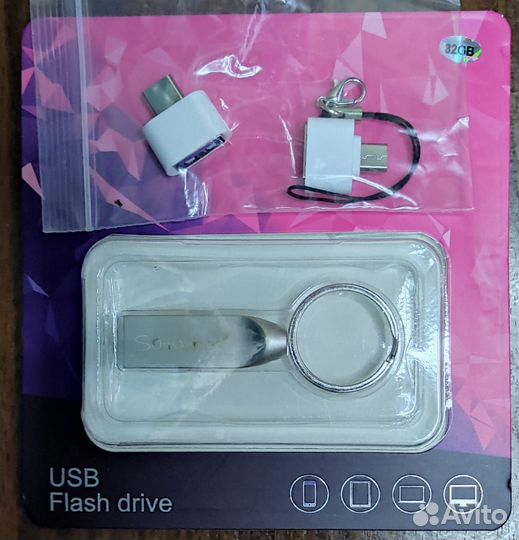 Флешка 64 GB. Металл. USB. (microusb. Type-C)