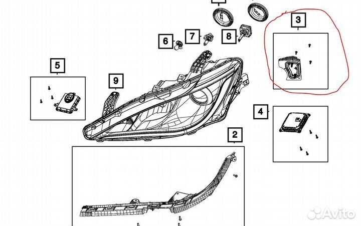 Chrysler Pacifica 17-20 Модуль левой Фары Новый