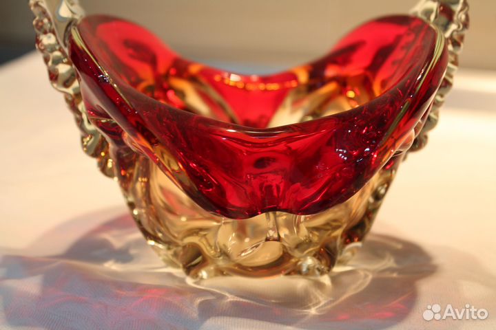 Ваза конфетница цветное стекло СССР