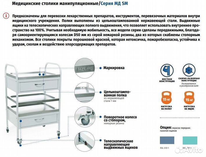 Столик процедурный Hilfe мд SP 2N