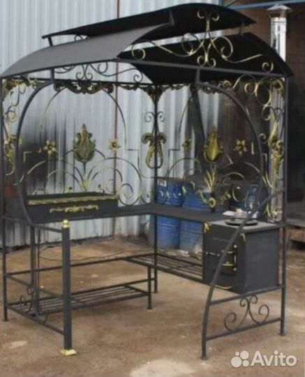 Мангал с печью под казан