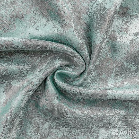 Шторы мрамор Зарина бирюза и тюль Вуаль готовые