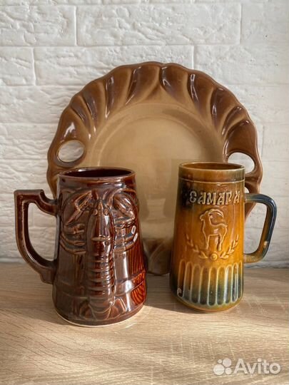 Кружки для пива,блюдо (керамика)