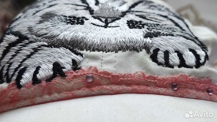 Бейсболка кепка детская белая с котёнком