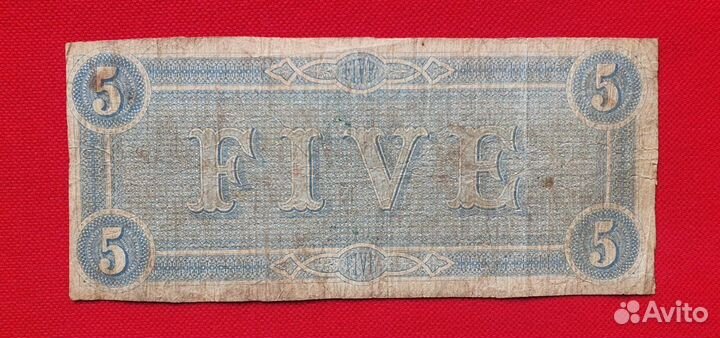 5 долларов, Конфедеративные Штаты Америки