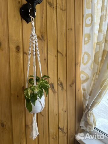 Кашпо подвесное для цветов макраме