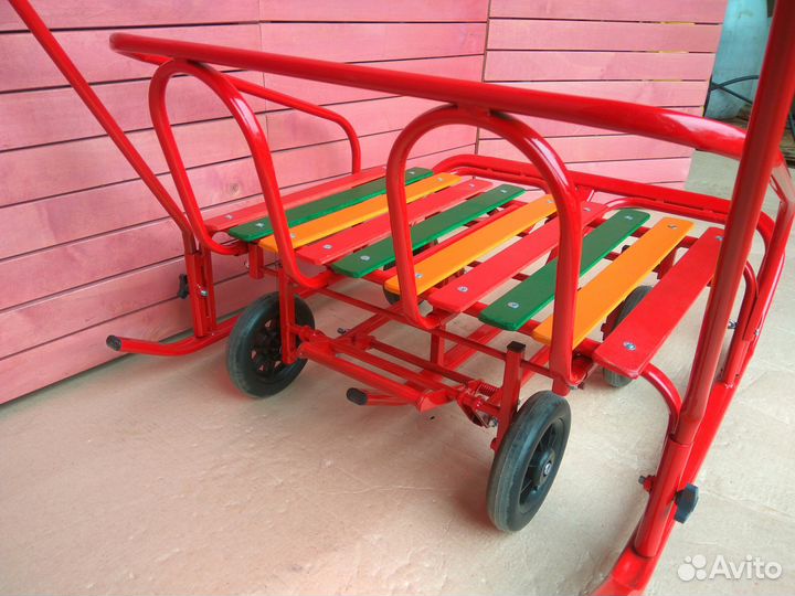 Новые санки с колесами для двойни (два ребенка)