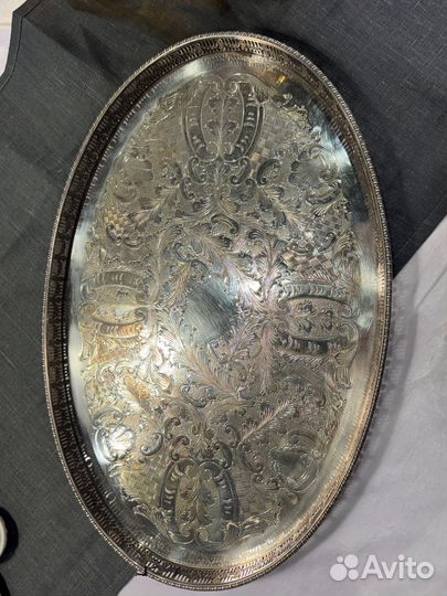Большой английский поднос посеребрение