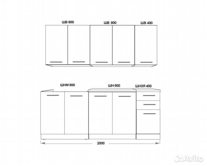 Кухня 2,0 Кассия мдф Крафт (гладкий/Венеция Черный