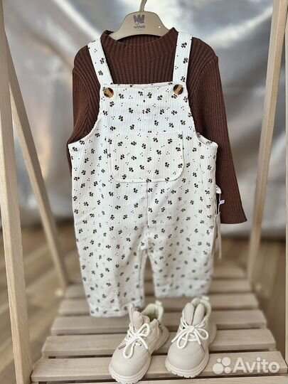 Вельветовый полукомбинезон для девочки 74 80 86