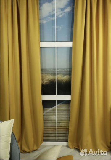Комплект штор блэкаут горчичные