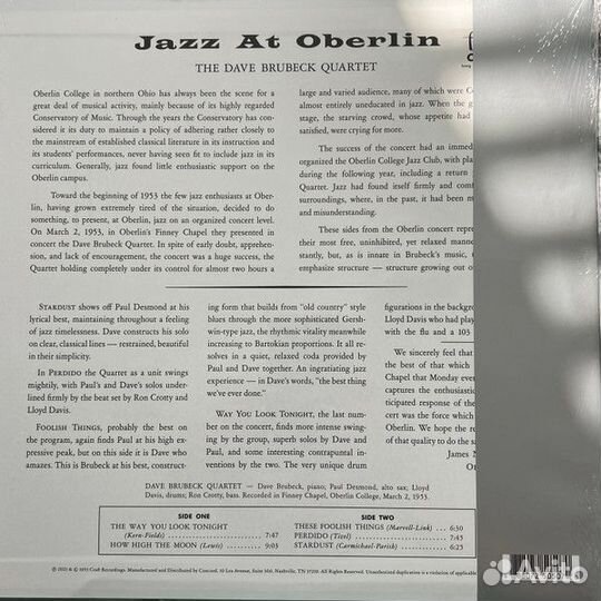 Винил The Dave Brubeck Quartet – Jazz AT Oberlin