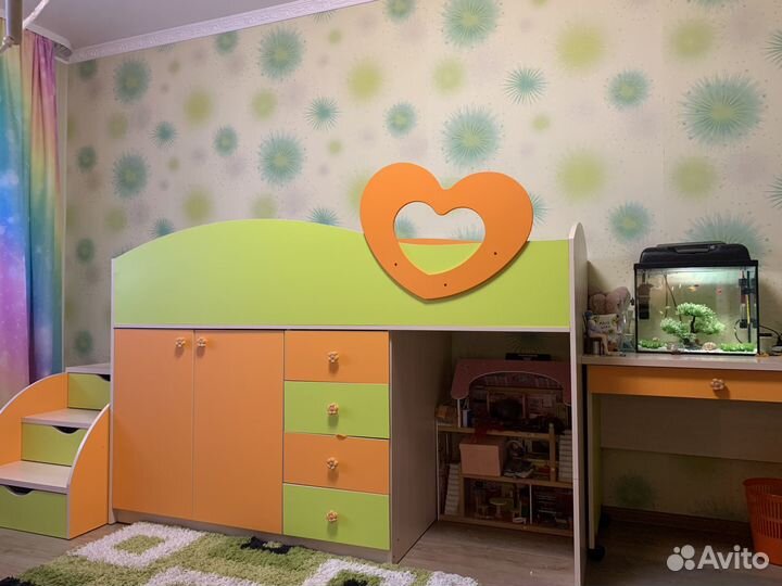 Детская кровать «Чердак» с горкой б/у