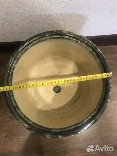 Большой керамический горшок с подставкой,новый