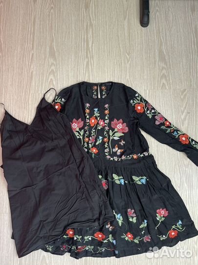 Платье S zara ручная вышивка