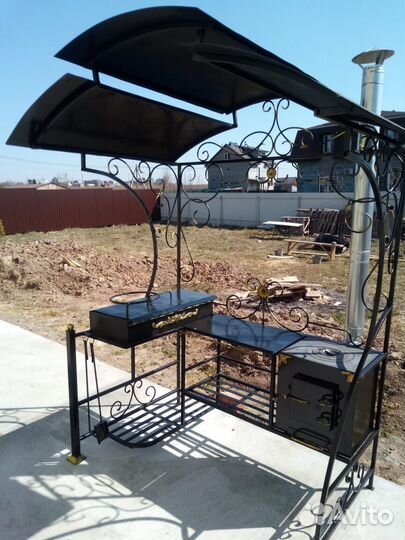 Кованый мангал с печью
