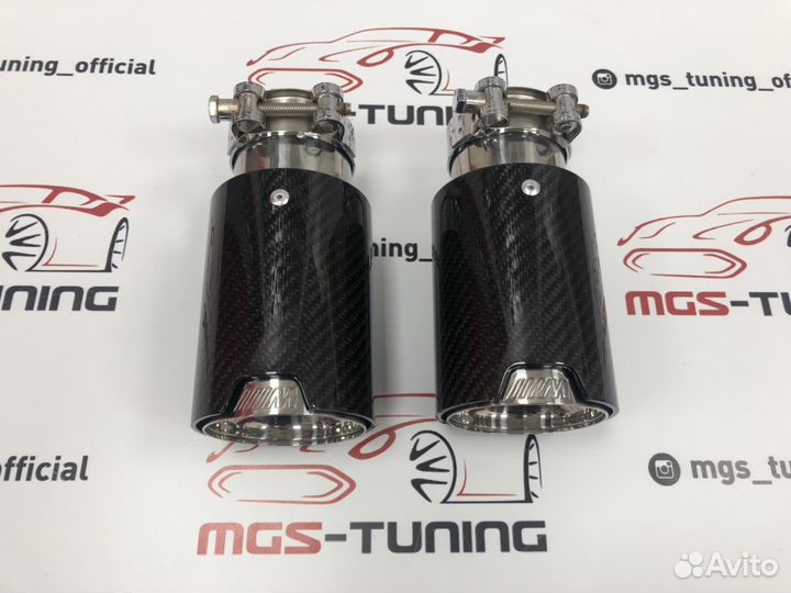 Насадки на выхлоп BMW M карбон одинарные 89 мм