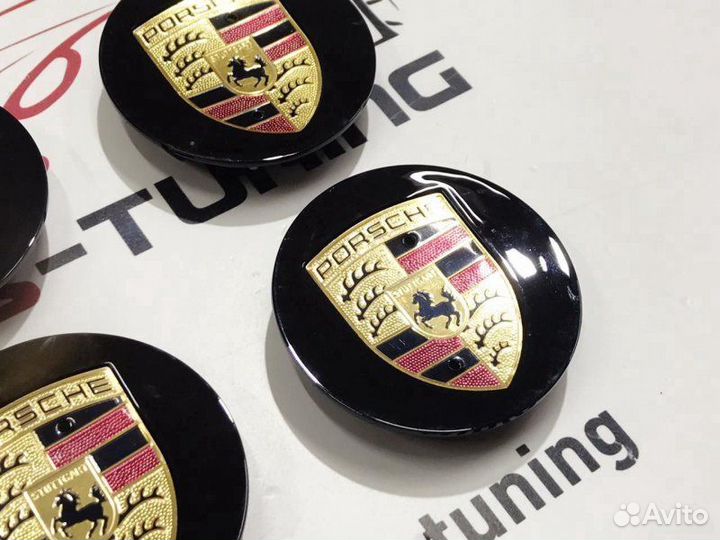 Колпачки в ступицу Porsche черные 76м. 4 шт