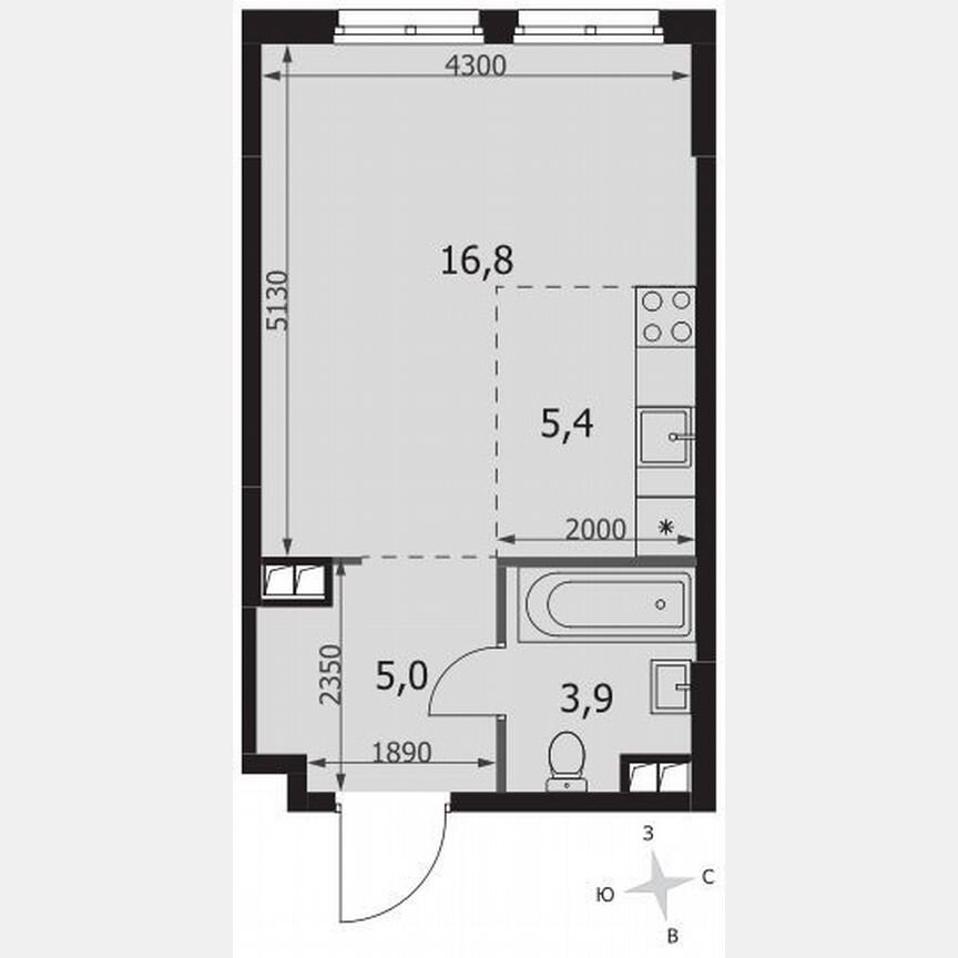 Квартира-студия, 31,1 м², 2/27 эт.