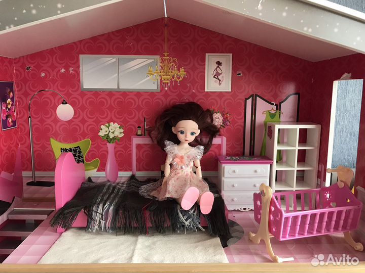 Кукольный домик для барби с мебелью