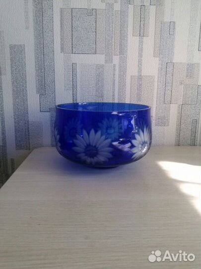 Ваза синее стекло СССР