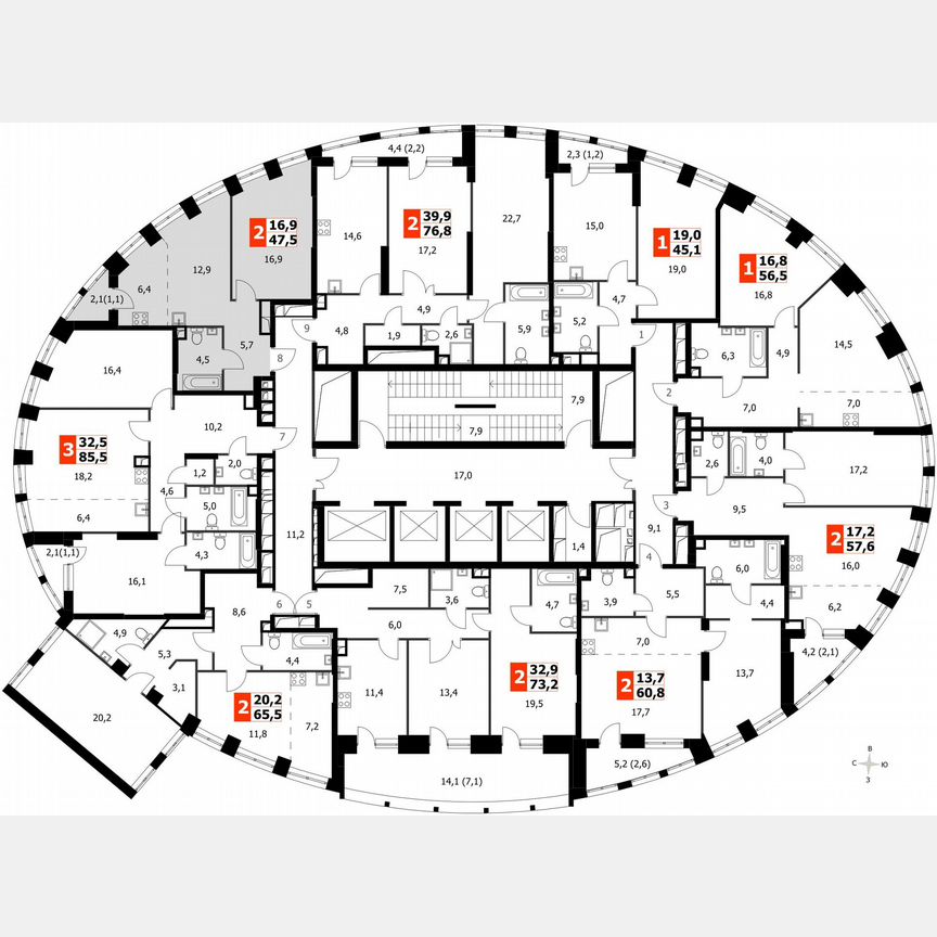 1-к. квартира, 47,5 м², 7/44 эт.