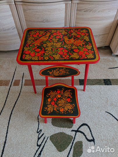 Стол и стул детский Хохлома