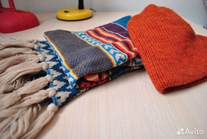 Шапка + шарф кирпичного цвета женская