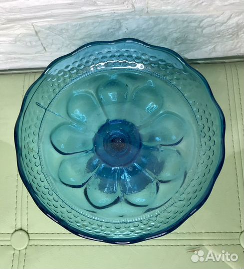 Ваза для фруктов купоросное стекло до 1917 Мальцов