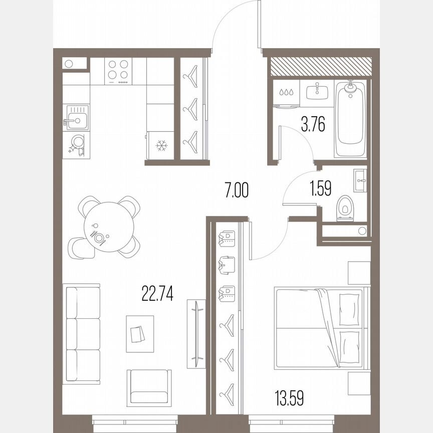 1-к. квартира, 48,7 м², 4/10 эт.