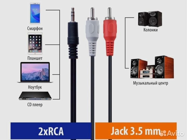 Аудио кабель AUX 3.5 2 RCA