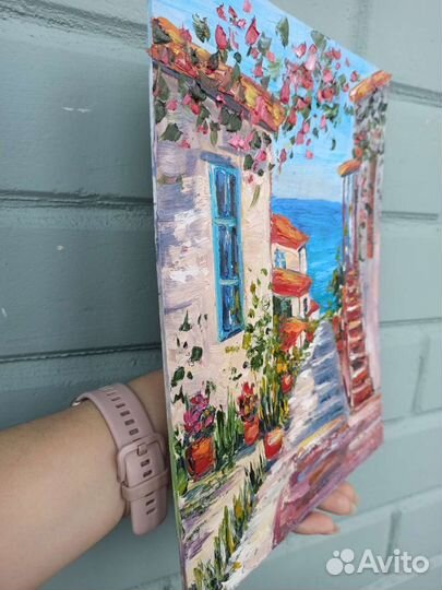 Картина Греция городской пейзаж маслом