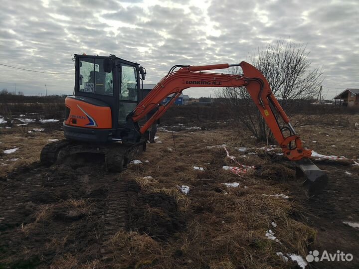 Миниэкскаватор, копка траншей, септик