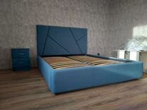 Кровать двухспальная лофт с мягким изголовьем