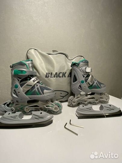 Коньки ледовые раздвижные 2в1 (зима-лето)